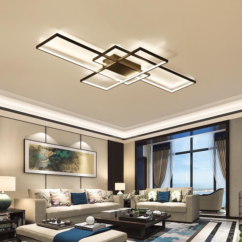 Smart Home Alexa Black/White LED Ceiling Chandelier For Living Study Room Bedroom Aluminum Modern Led Ceiling Chandelier - Executive-Skincare