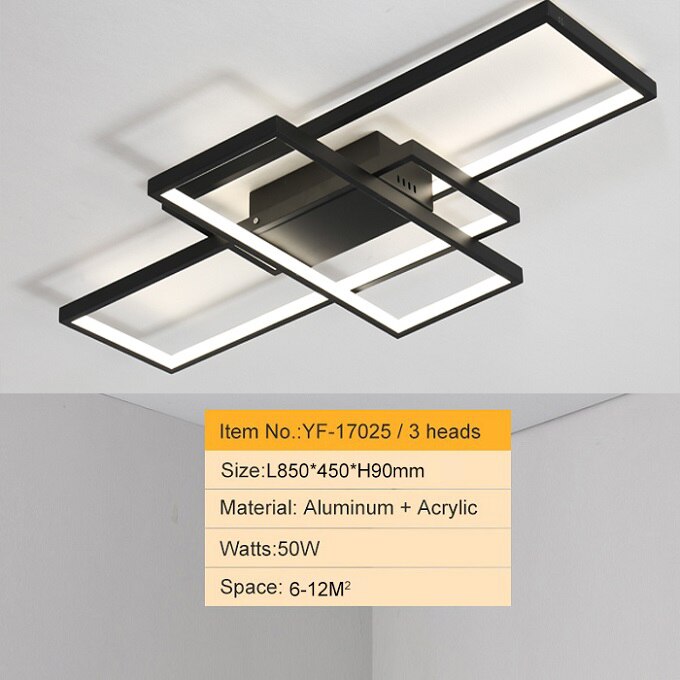 Smart Home Alexa Black/White LED Ceiling Chandelier For Living Study Room Bedroom Aluminum Modern Led Ceiling Chandelier - Executive-Skincare