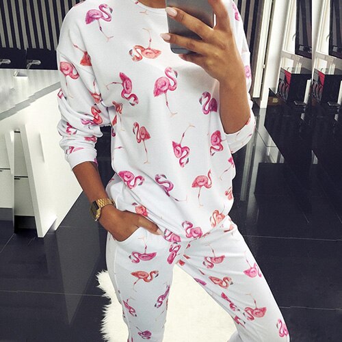 2021 Spring Floral print Tracksuit set women Autumn Animals Plant Print Two Piece Sets long sleeve hoodies Sweatshirt 2Pcs sets - Executive Quality Store