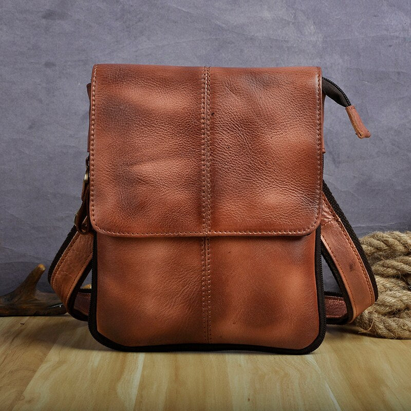 Fashion Quality Leather Multifunction Casual 8&quot; Pad Cross-body Bag Slim Satchel Messenger Bag Bum Pouch Waist Belt Pack 8713-bu - Executive-Skincare