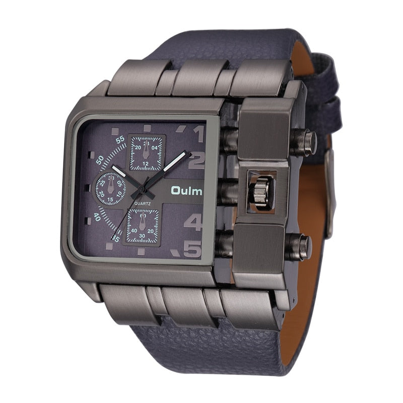 Oulm 3364 Casual Wristwatch Square Dial Wide Strap Men&#39;s Quartz Watch Luxury Brand Male Clock Super Big Men Watches montre homme - Executive-Skincare