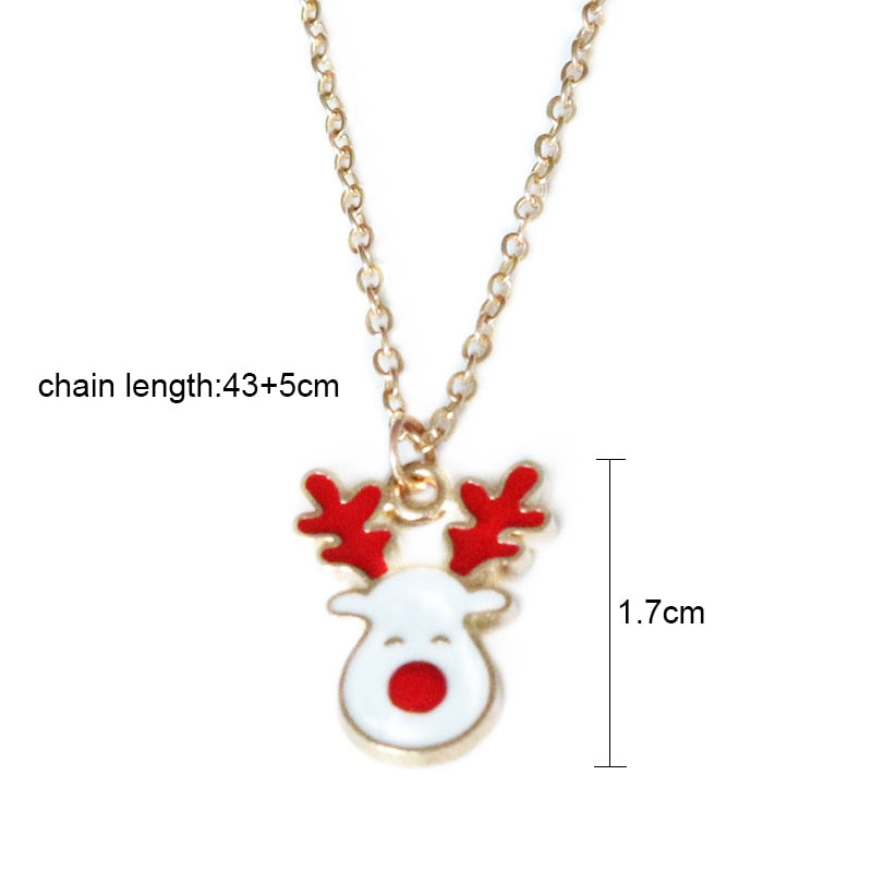 Cartoon Elk Pendant Necklace For Women Short Chain Design Christmas Collar Patry Neck Accessories Christmas Gifts - Executive-Skincare