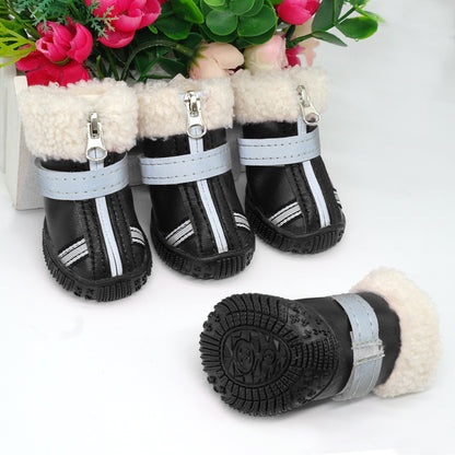 Warm Pet Dog Shoes Winter Waterproof Pet Dog Boots Shoe Rain Snow Booties Reflective Nonslip Footwear For Small Large Dogs - Executive-Skincare