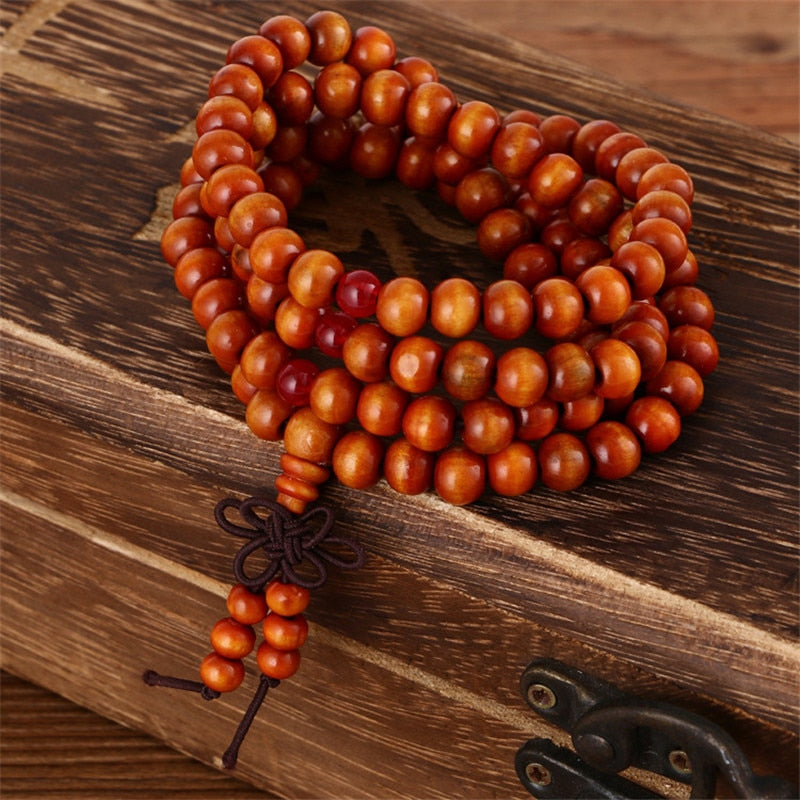 Trendy 8mm 108 Natural Wooden beads Tibetan Buddhist Meditation Bracelet For Men Women Bangles Jewelry - Executive-Skincare