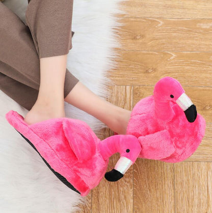 Winter lovely Home Slippers Chausson Shoes Women Flamingo slippers pantuflas unicornio pantoufle femme Warm Cotton Shoes hy24 - Executive-Skincare