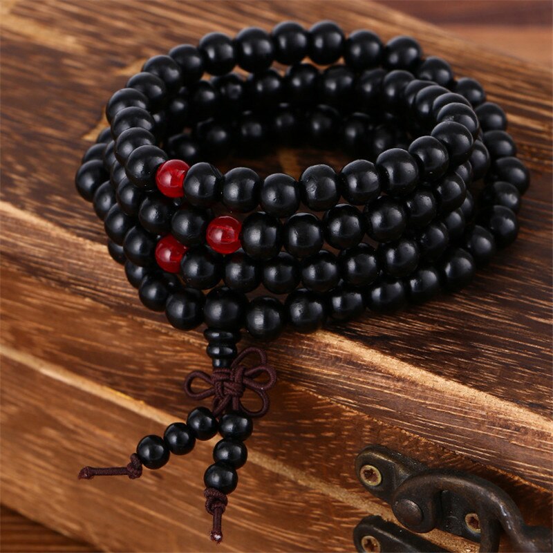 Trendy 8mm 108 Natural Wooden beads Tibetan Buddhist Meditation Bracelet For Men Women Bangles Jewelry - Executive-Skincare