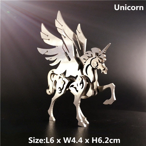 3D Metal Model Chinese Zodiac Dinosaurs western fire dragon  DIY Assembly models Toys Collection Desktop For Adult Children - Executive-Skincare