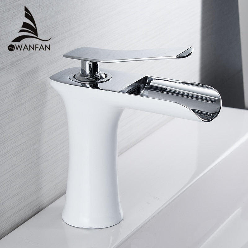 Basin Faucets Waterfall Bathroom Faucet Single handle Basin Mixer Tap Bath Antique Faucet Brass Sink Water Crane Silver 6009 - Executive-Skincare