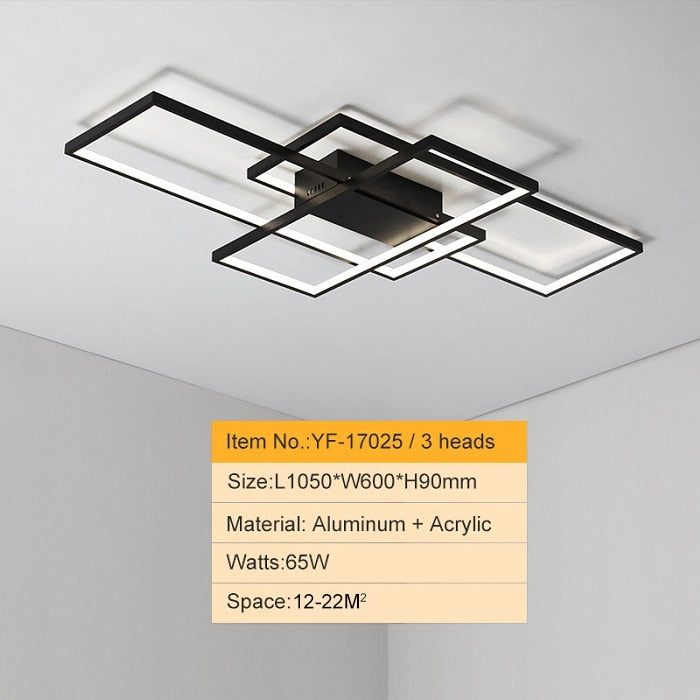 Smart Home Alexa Black/White LED Ceiling Chandelier For Living Study Room Bedroom Aluminum Modern Led Ceiling Chandelier - Executive-Skincare