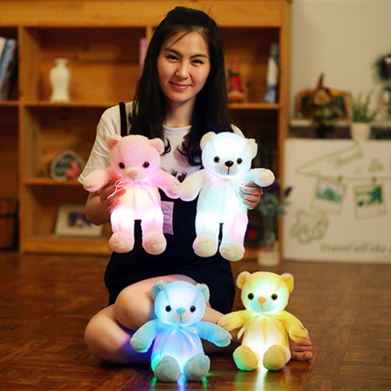 32cm Creative Luminous Bear Plush Toy Stuffed Teddy Led Light Colorful Doll Kawaii Lovely Kids Toy Girls Children Gift - Executive-Skincare