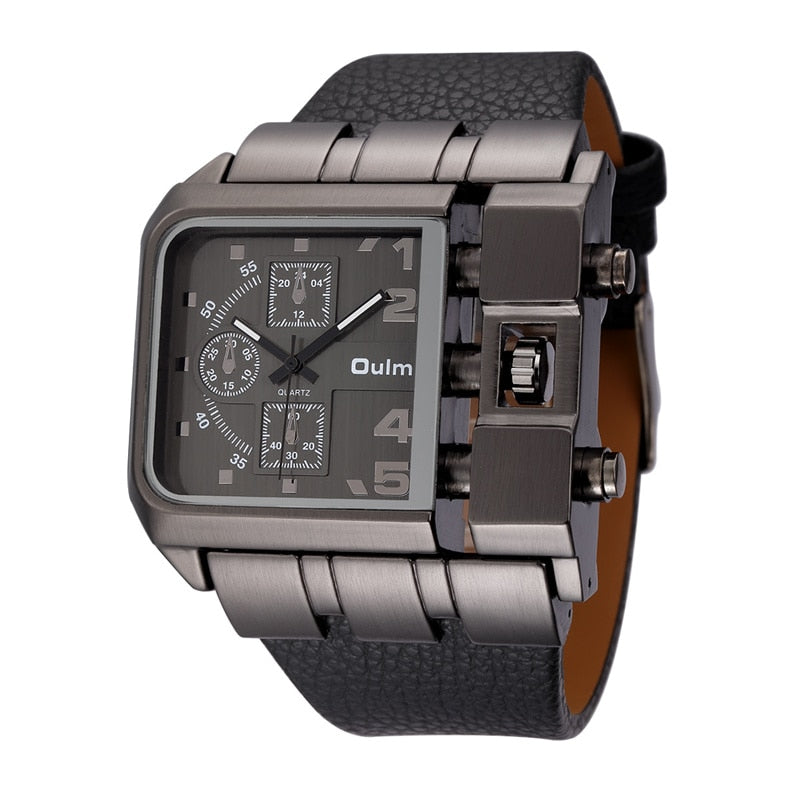 Oulm 3364 Casual Wristwatch Square Dial Wide Strap Men&#39;s Quartz Watch Luxury Brand Male Clock Super Big Men Watches montre homme - Executive-Skincare