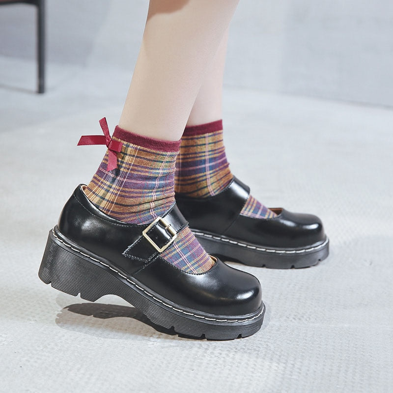 2019 New Arrival Japanese Style Vintage Buckle Mary Janes Shoes Women&#39;S Shallow Mouth Casual Student Leather Shoes Thick Bottom - Executive-Skincare