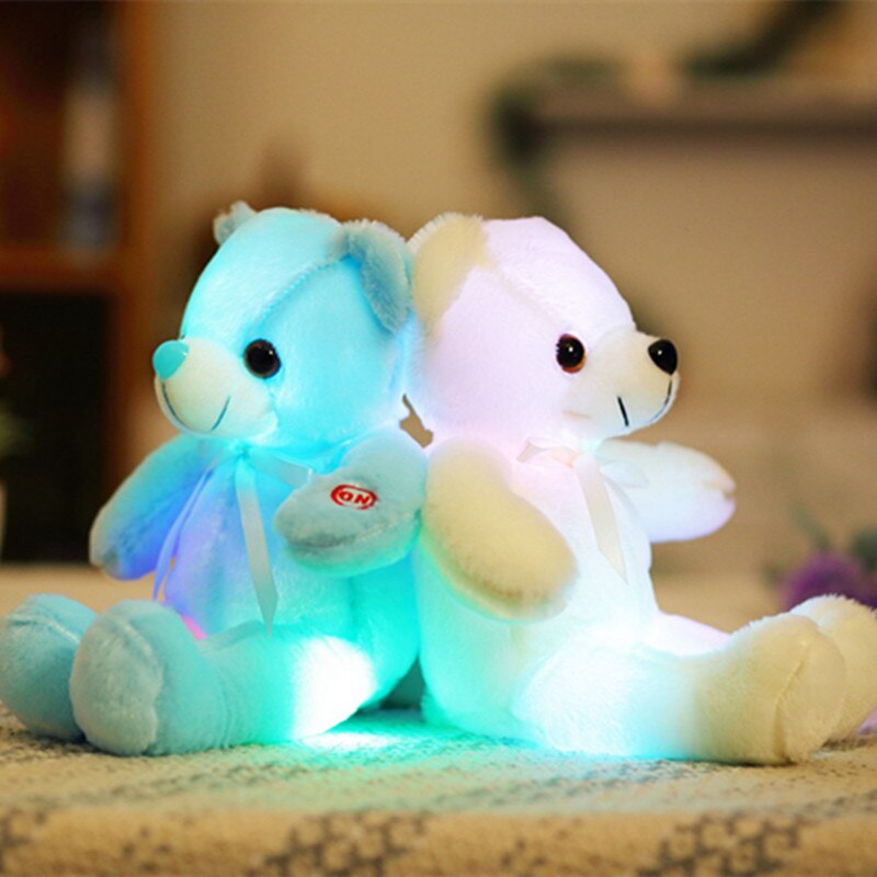 32cm Creative Luminous Bear Plush Toy Stuffed Teddy Led Light Colorful Doll Kawaii Lovely Kids Toy Girls Children Gift - Executive-Skincare