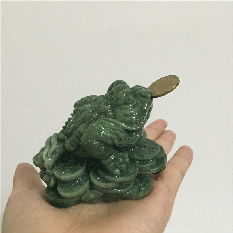 Money Buddha Statues Chinese Feng Shui Coin Three Legged Toad Frog Animal Statue Sculptures Home Decoration Man-made Jade Stone - Executive-Skincare