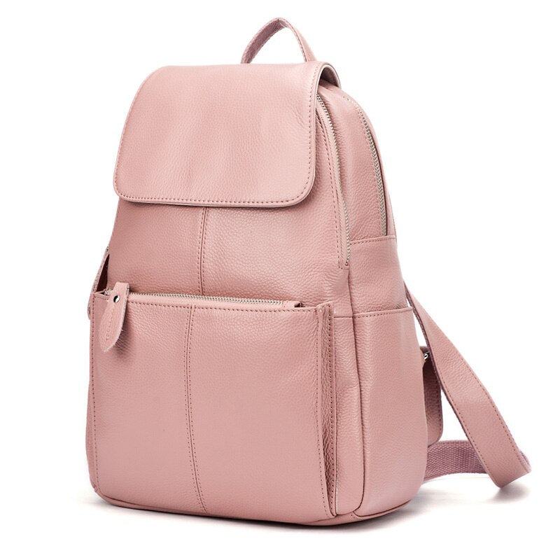 Zency Fashion Soft Genuine Leather Large Women Backpack High Quality A+ Ladies Daily Casual Travel Bag Knapsack Schoolbag Book - Executive-Skincare