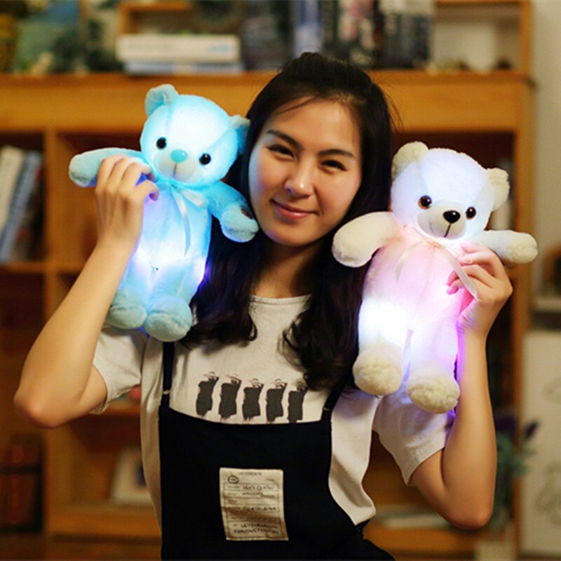 32cm Creative Luminous Bear Plush Toy Stuffed Teddy Led Light Colorful Doll Kawaii Lovely Kids Toy Girls Children Gift - Executive-Skincare