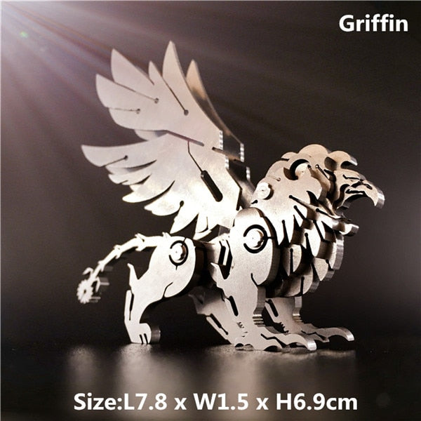 3D Metal Model Chinese Zodiac Dinosaurs western fire dragon  DIY Assembly models Toys Collection Desktop For Adult Children - Executive-Skincare