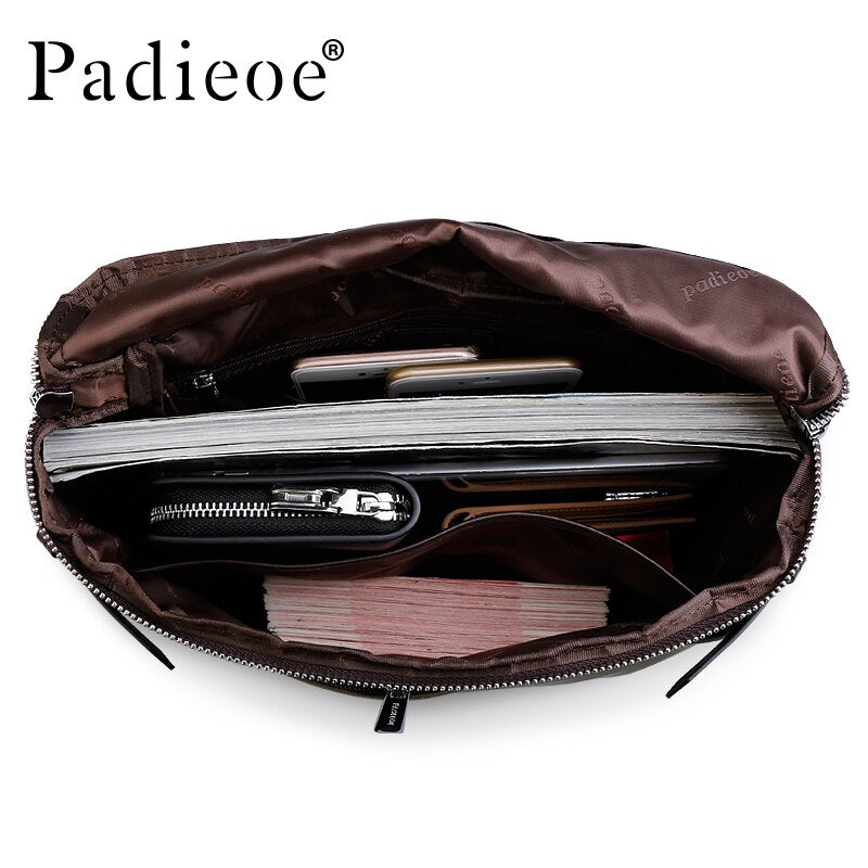 Padieoe Vintage Men Briefcase Genuine Leather Men Messenger Bags Fashion Male Tote Bags Leather Business Men Bag Shoulder Bags - Executive-Skincare