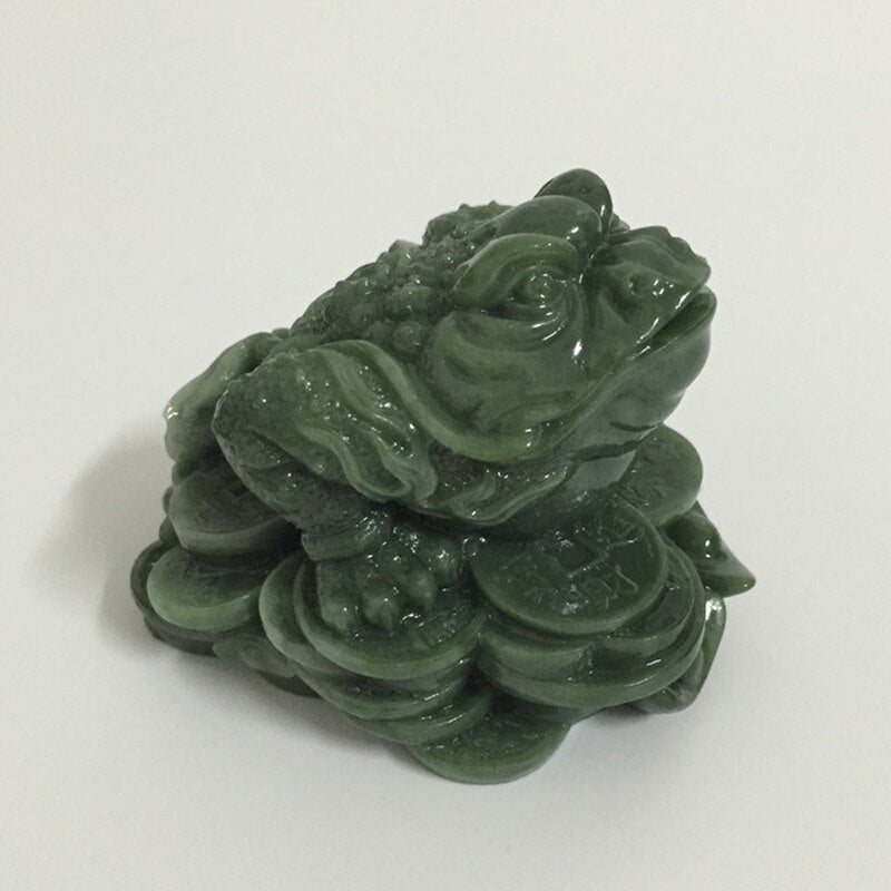 Money Buddha Statues Chinese Feng Shui Coin Three Legged Toad Frog Animal Statue Sculptures Home Decoration Man-made Jade Stone - Executive-Skincare