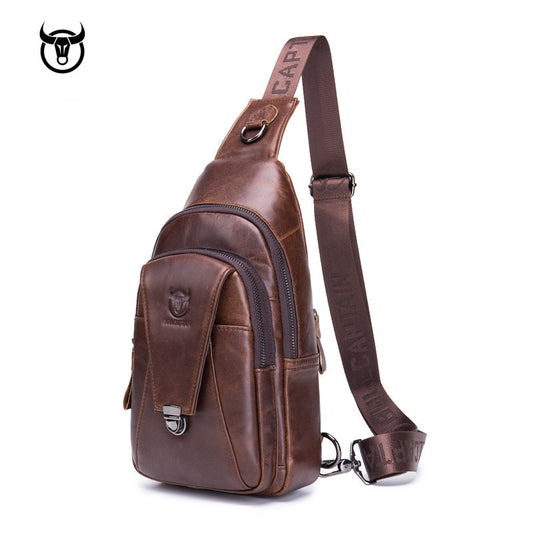 High Quality Men Genuine Leather Chest Bag Cowhide Vintage Chest Back Pack Travel Fashion Cross Body Messenger Shoulder Bag - Executive-Skincare