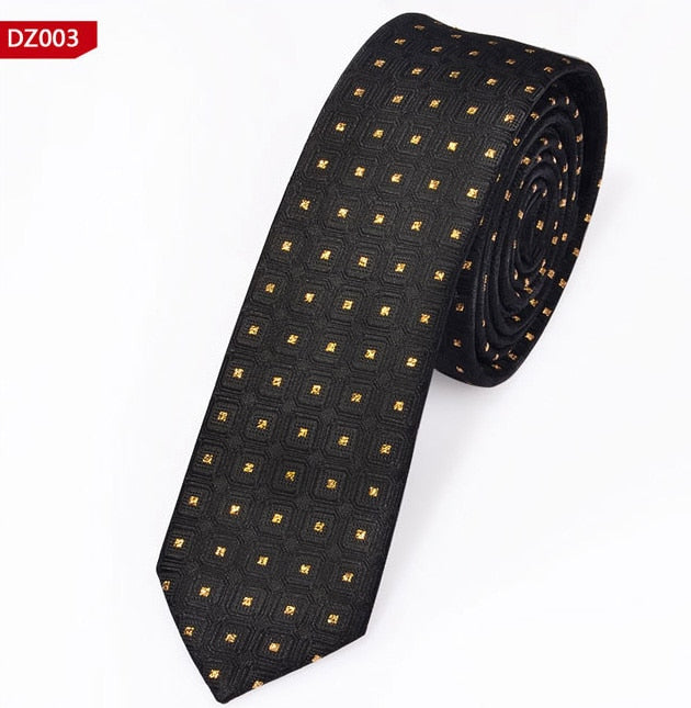 New Men&#39;s Casual Slim Ties Classic Polyester Woven Party Neckties Fashion Plaid Dots Man Neck Tie For Wedding Business Male Tie - Executive-Skincare