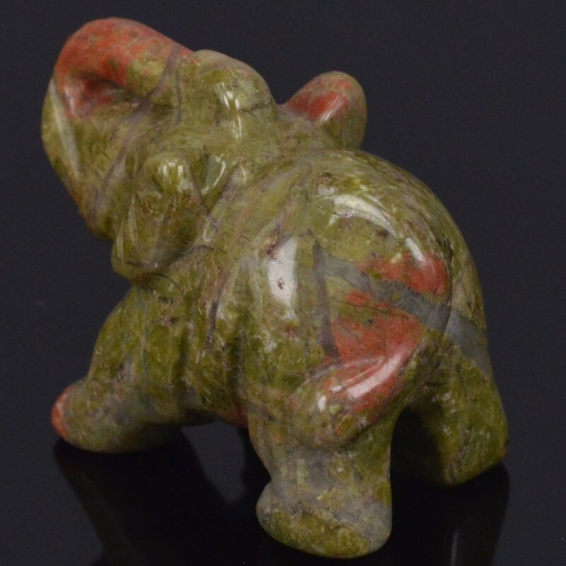 1.5&quot; Natural Unakite Elephant Carved Figurine Stone Chakra Healing Reiki Stone Feng Shui Crafts - Executive-Skincare