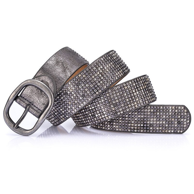 Belts High Quality Designer Women Studded Belts Brand Waist Belt Casual Pin Buckle Female Belts - Executive Quality Store