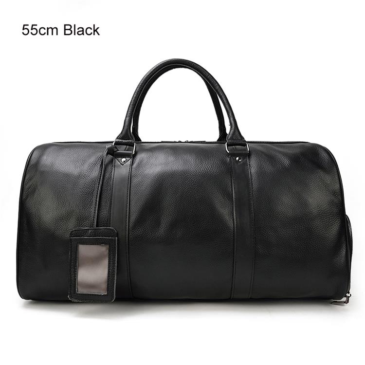 Luxury Genuine Leather Men Women Travel Bag Cow Leather Carry On Luggage Bag Travel Shoulder Bag Male Female Weekend Duffle Bag - Executive-Skincare