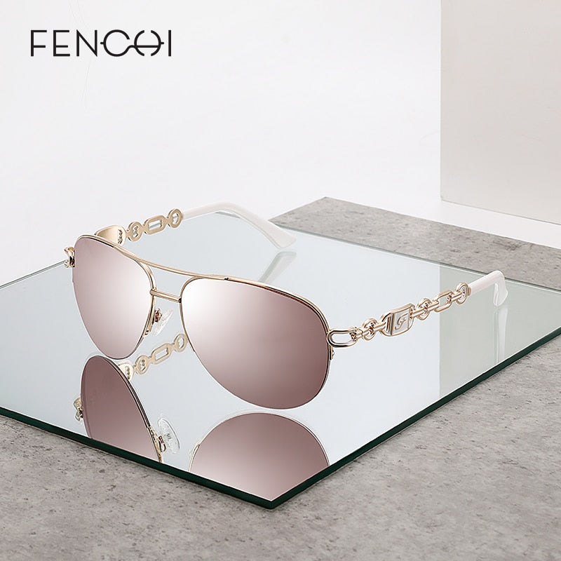 FENCHI Pink Sunglasses Women 2021 Pilot Vintage Female Sun Gasses UV 400 White Shades Zonnebril Dames Oculos Feminino De Sol - Executive-Skincare