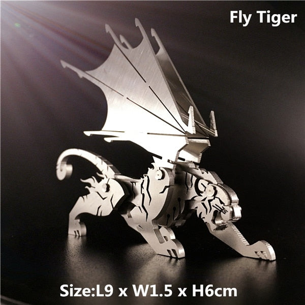 3D Metal Model Chinese Zodiac Dinosaurs western fire dragon  DIY Assembly models Toys Collection Desktop For Adult Children - Executive-Skincare