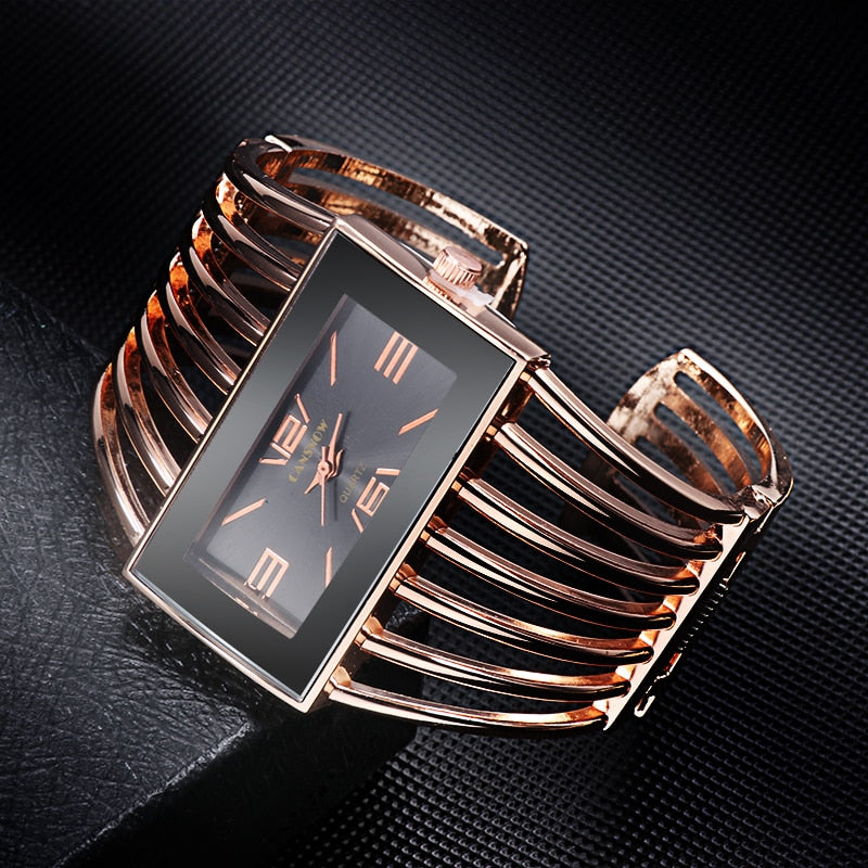 CANSNOW Womens Watch Luxury Fashion Rose Gold Bangle Bracelet Watch Women Dress Clock Female Lady Saati Girls Wristwatch Relojes - Executive-Skincare