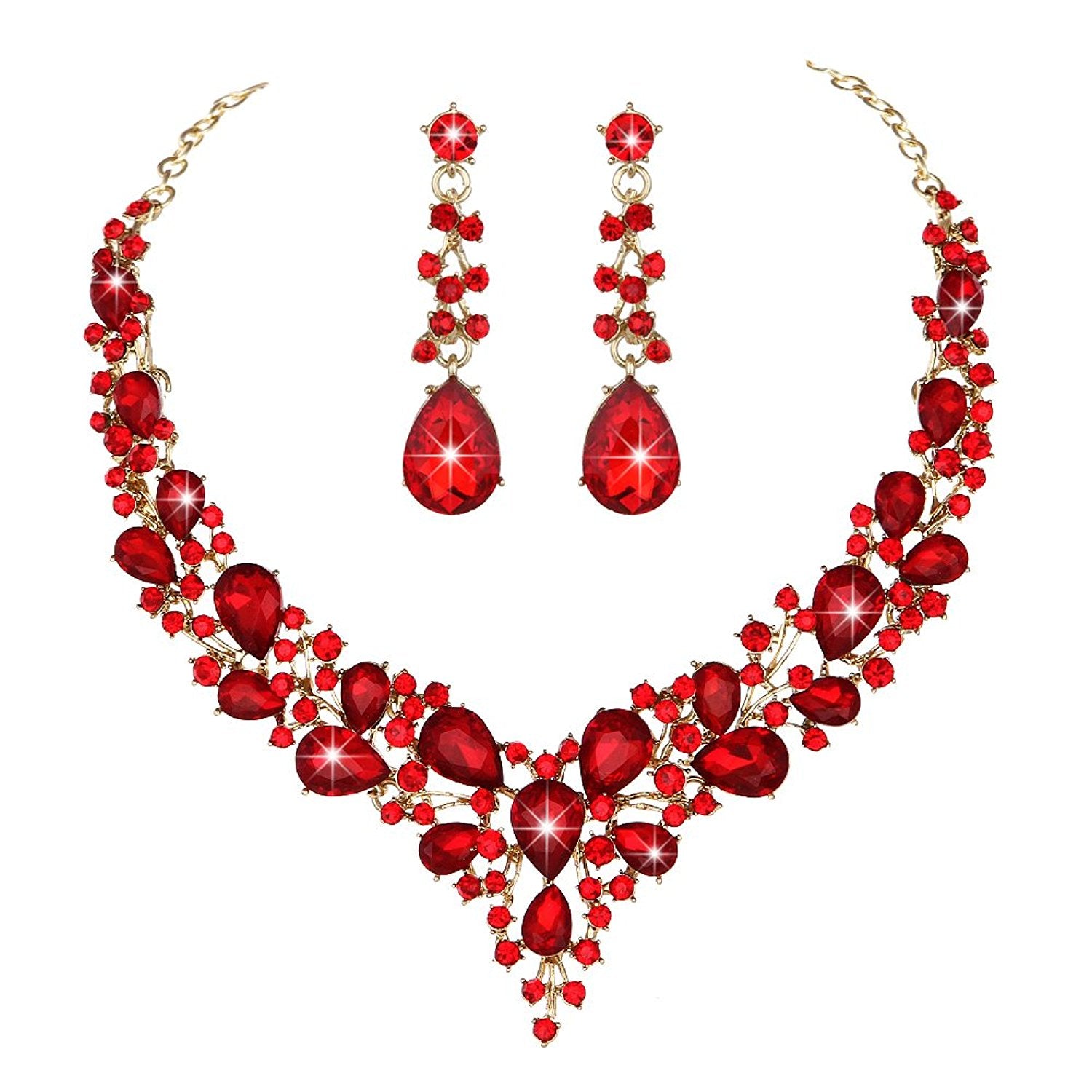 Delicate Women Austrian Crystal Jewelry Sets 16 Colors For Bridal Wedding Necklace And Earrings Sets Lady Party Fashion Jewelry - Executive-Skincare