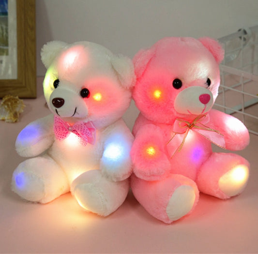 Creative Light Up LED Inductive Teddy Bear Stuffed Animals Plush Toy Colorful Glowing Teddy Bear Nice Gift for Girl. - Executive-Skincare