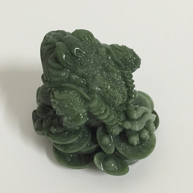 Money Buddha Statues Chinese Feng Shui Coin Three Legged Toad Frog Animal Statue Sculptures Home Decoration Man-made Jade Stone - Executive-Skincare