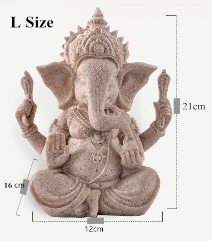 VILEAD Sandstone Indian Ganesha Elephant God Statue Religious Hindu Elephant-Headed Fengshui Buddha Sculpture Home Decor Crafts - Executive-Skincare