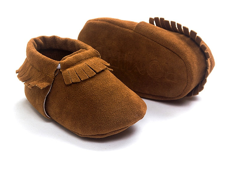 Baywell PU Suede Leather Newborn Baby Moccasins Shoes Soft Soled Non-slip Crib First Walker - Executive-Skincare