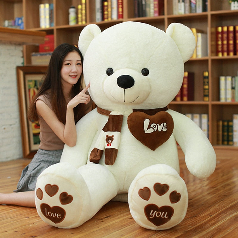 High Quality 80/100CM 4 Colors Teddy Bear With Scarf Stuffed Animals Bear Plush Toys Teddy Bear Doll Lovers Birthday Baby Gift - Executive-Skincare