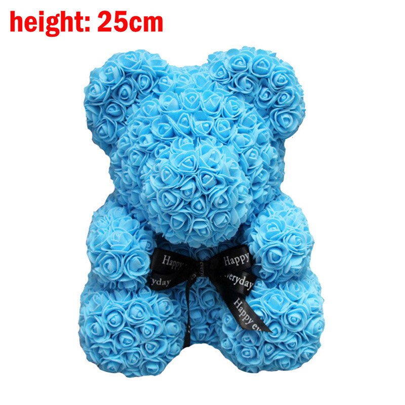 24cm Red Rose Bear Teddy Bear Flower Artificial Decoration Christmas Women Girlfriends Valentine&#39;s Day Wedding Romantic Gift Toy - Executive-Skincare