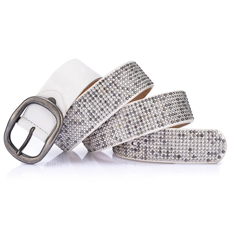 Belts High Quality Designer Women Studded Belts Brand Waist Belt Casual Pin Buckle Female Belts - Executive Quality Store