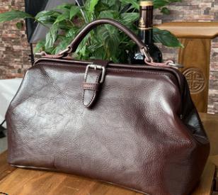 Original Genuine Leather Doctor Handbag 100% Cowhide Women Big Shoulder Bags High Quality Vintage Manual Paint Crossbody Bags - Executive-Skincare