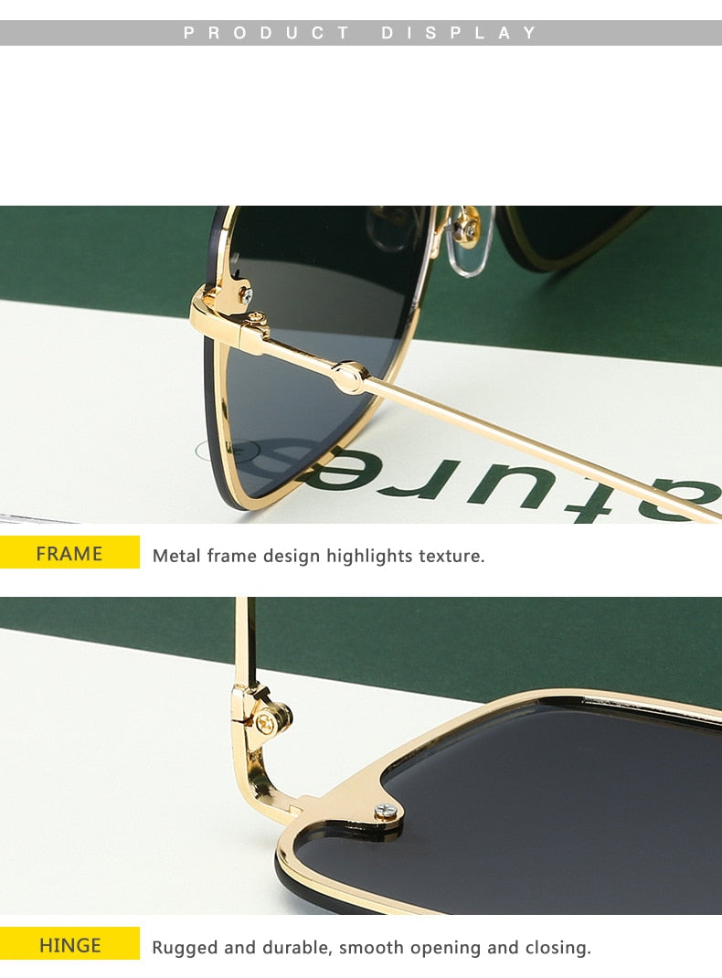 2022 New Fashion Lady Oversize Rimless Square Bee Sunglasses Women Men Small Glasses Gradient Sun Glasses Female UV400 - Executive-Skincare