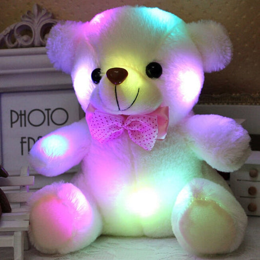 20CM Colorful Glowing  Luminous Plush Baby Toys Lighting Stuffed Bear Teddy Bear Lovely Gifts for Kids - Executive-Skincare