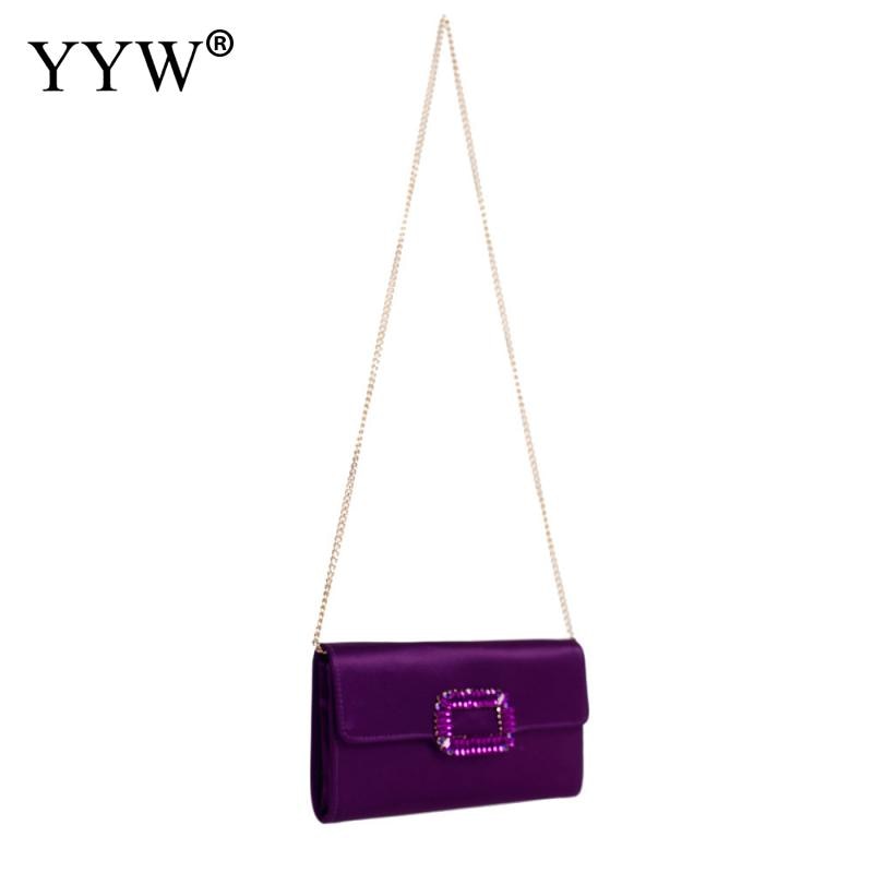 Satin Polyester Evening Clutches And Purse Women Vintage High Quality Rhinestone Box Bag Clutch With Chain Party Shoulder Bags - Executive-Skincare