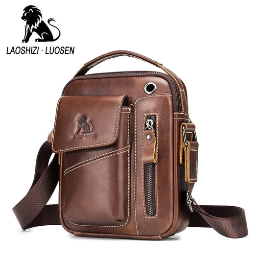 2021 New Brand Genuine Leather Man Messenger Shoulder Bags Small Vintage Cowhide Crossbody For Male Men&#39;s Casual Tote Handbag - Executive-Skincare