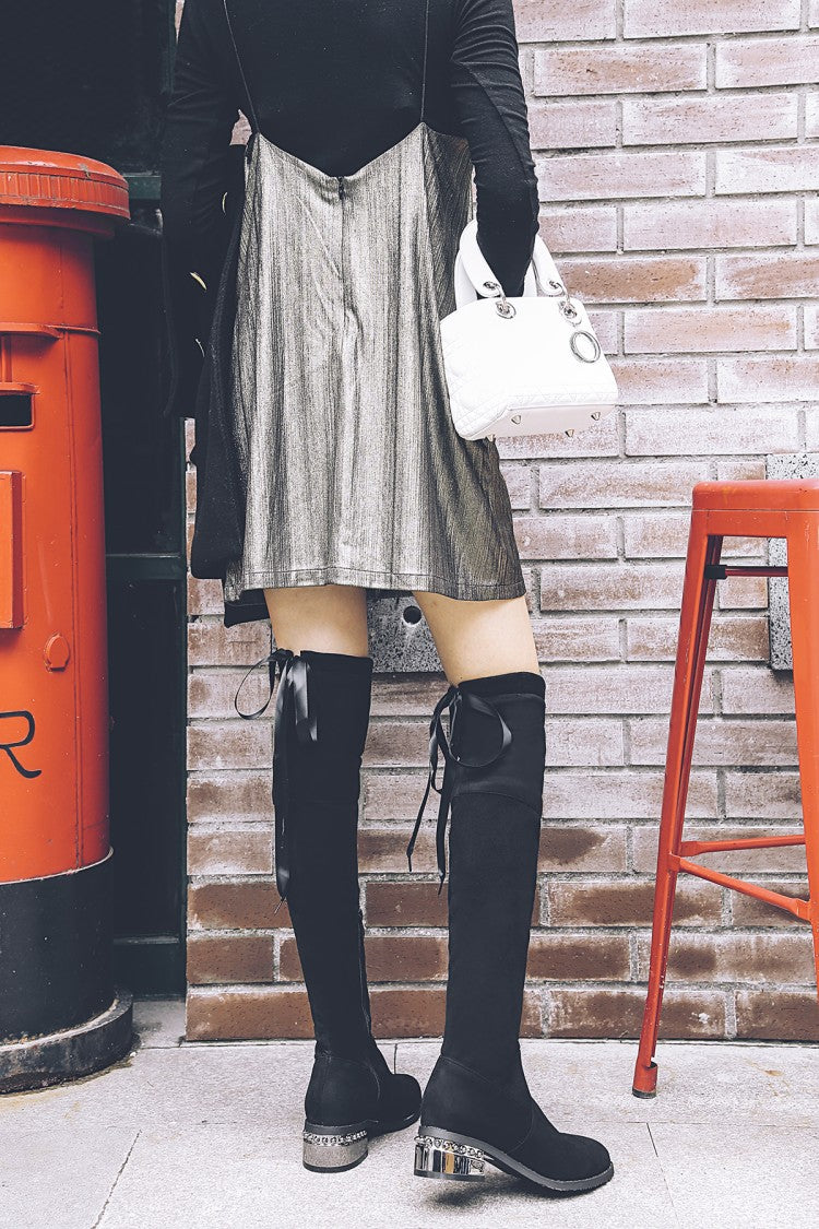 Winter New Style Fashion Square
Over Knee Boots overlapping Bandage - Executive-Skincare