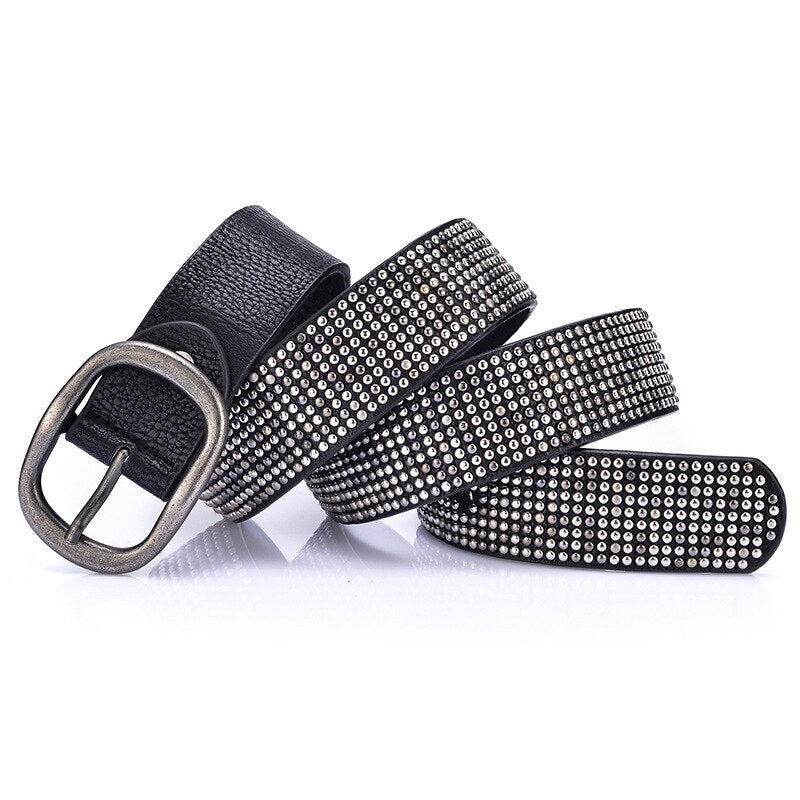 Belts High Quality Designer Women Studded Belts Brand Waist Belt Casual Pin Buckle Female Belts - Executive Quality Store