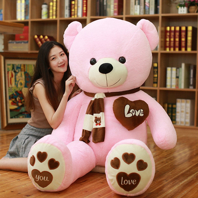 High Quality 80/100CM 4 Colors Teddy Bear With Scarf Stuffed Animals Bear Plush Toys Teddy Bear Doll Lovers Birthday Baby Gift - Executive-Skincare