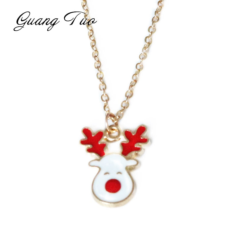 Cartoon Elk Pendant Necklace For Women Short Chain Design Christmas Collar Patry Neck Accessories Christmas Gifts - Executive-Skincare