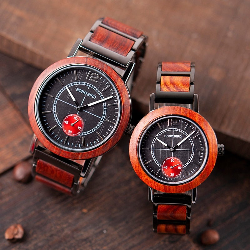 BOBO BIRD Wooden Lovers' Watches Set Top Brand Luxury Stylish Women Watch Men Great Gifts Relogio Masculino - Executive-Skincare