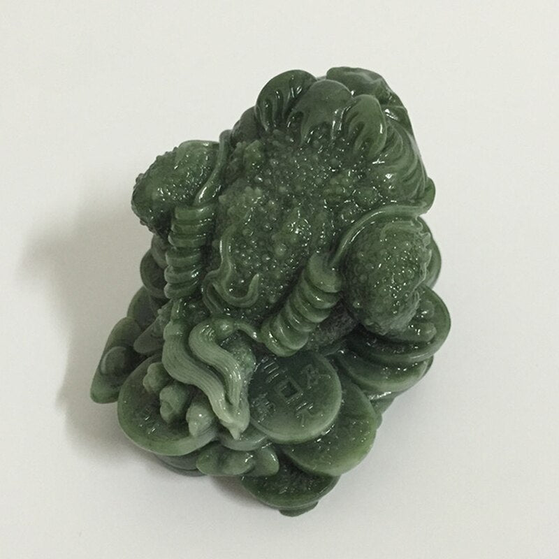 Money Buddha Statues Chinese Feng Shui Coin Three Legged Toad Frog Animal Statue Sculptures Home Decoration Man-made Jade Stone - Executive-Skincare